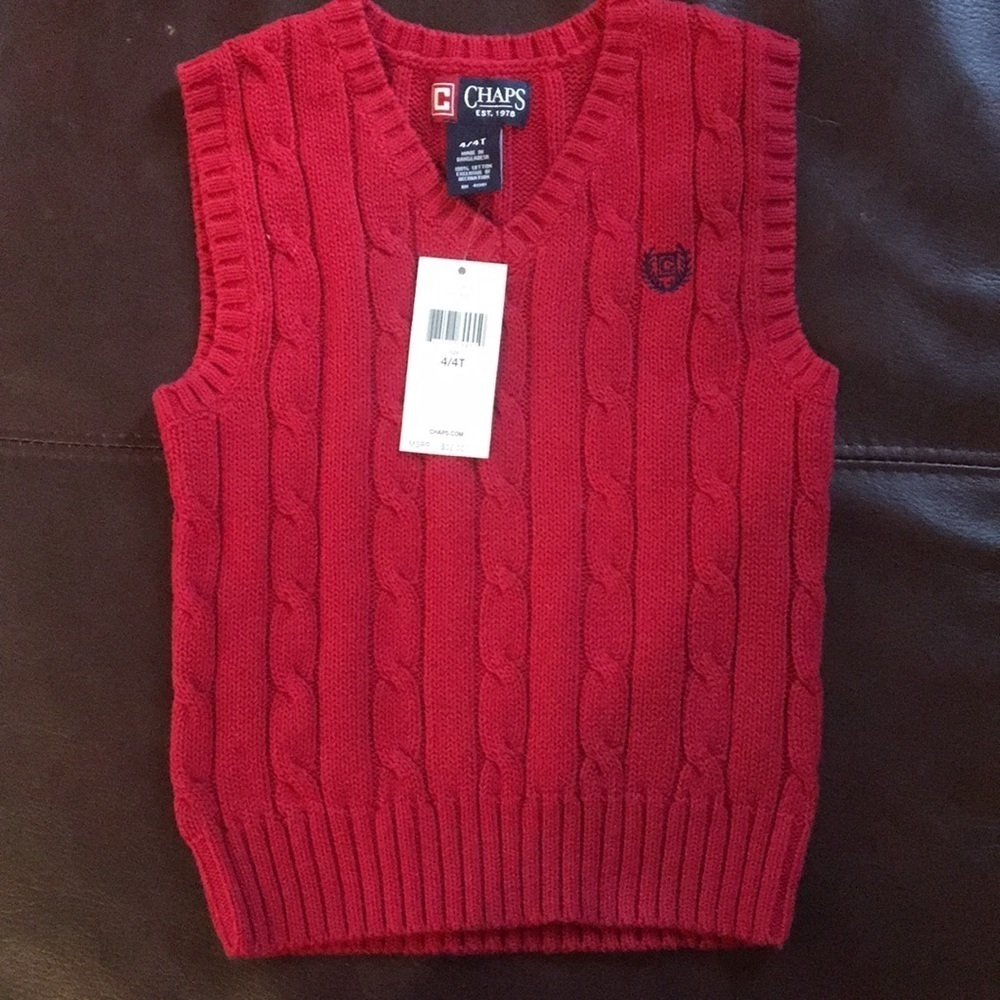 Chaps red sweater vest